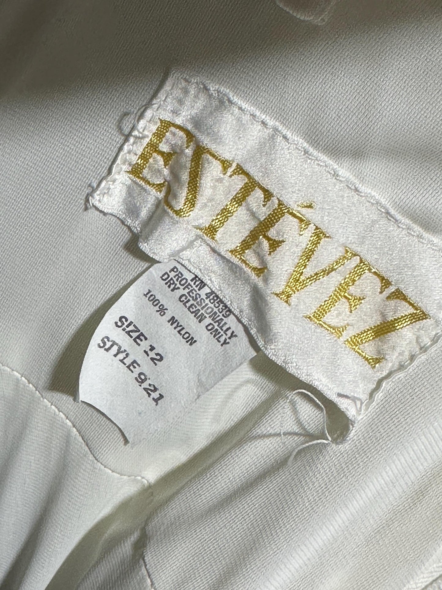 ESTEVEZ Vintage 1970s evening dress gown, white jersey knit Grecian Goddess wedding gown