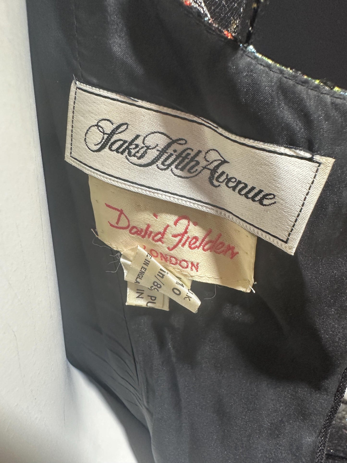 DAVID FIELDEN London, SAKS 1980s Party Dress, Silk Insane Tutu tulle lame party dress