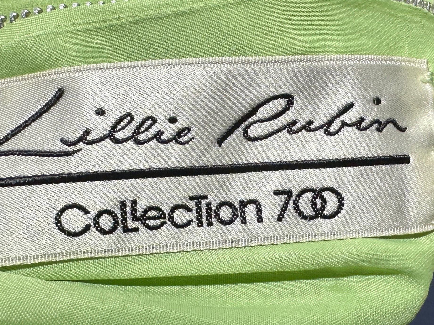 LILLIE RUBIN vintage 1970s green chiffon evening dress gown, Collection 700, matching scarf cape