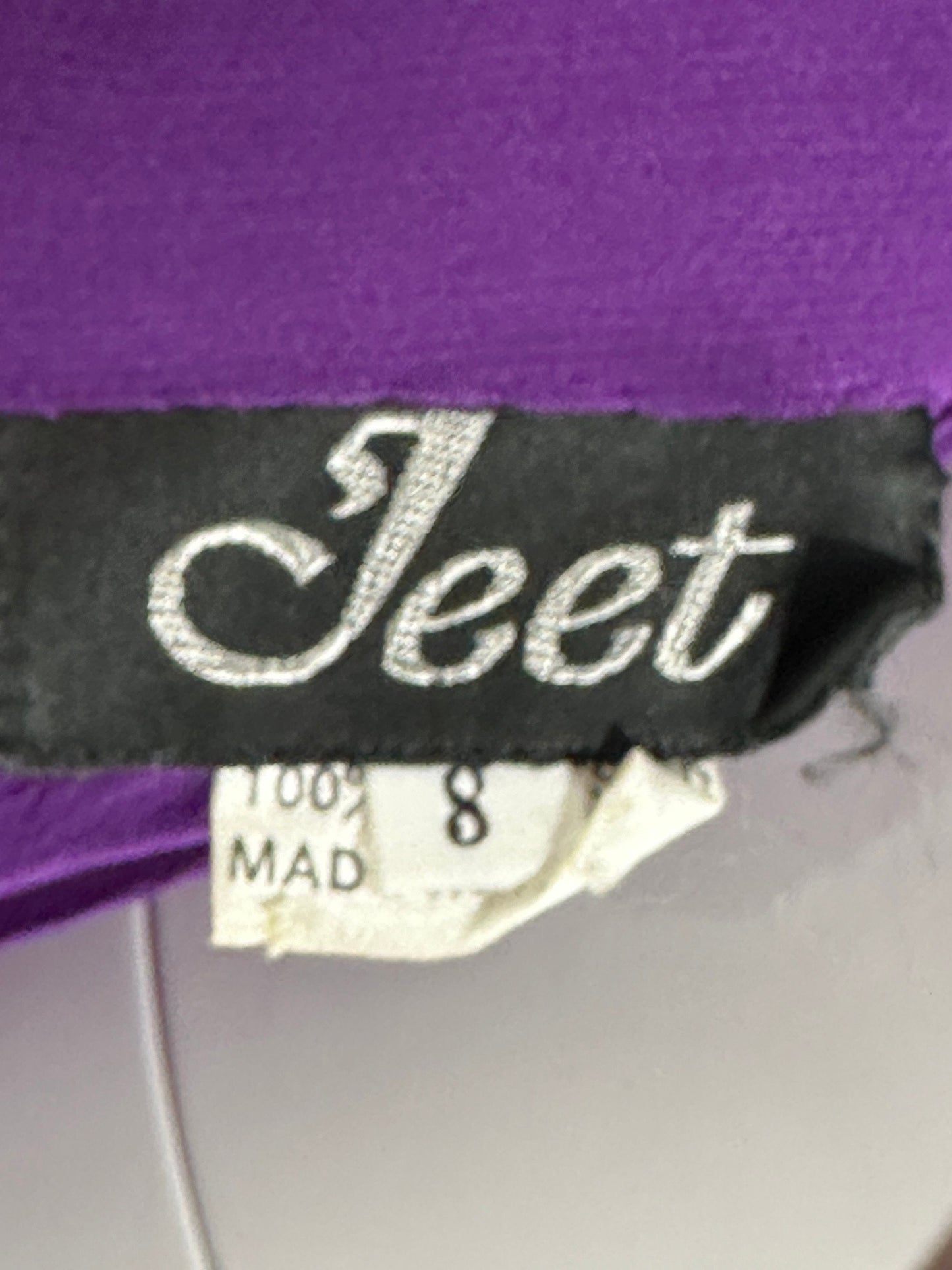 JEET vintage 1980s evening gown, Purple Beaded Silk Sheath gown, Halter slip dress