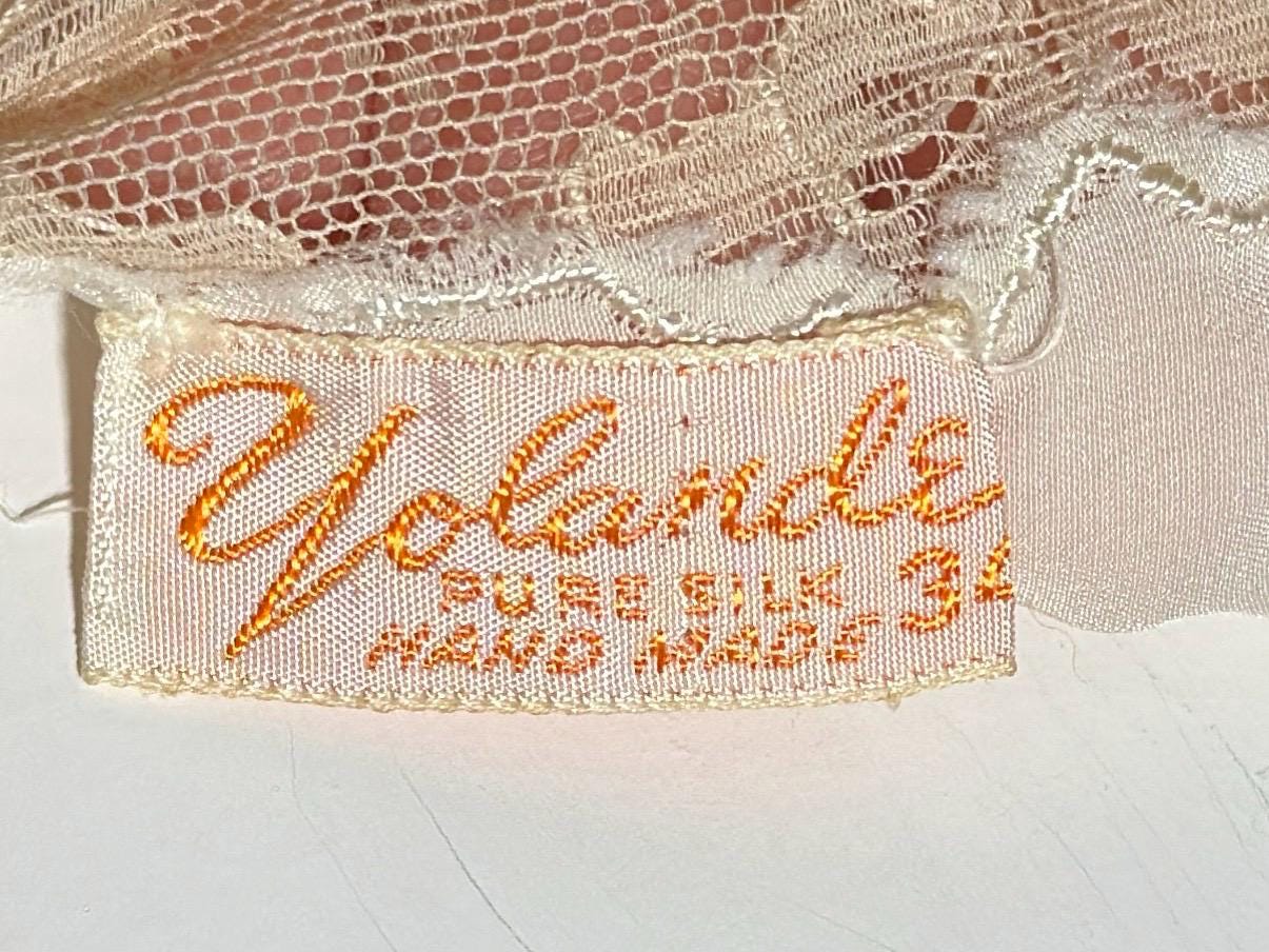 YOLANDE vintage 1930s Nightgown slip dress, Hand Made pure silk ecru wedding night dress