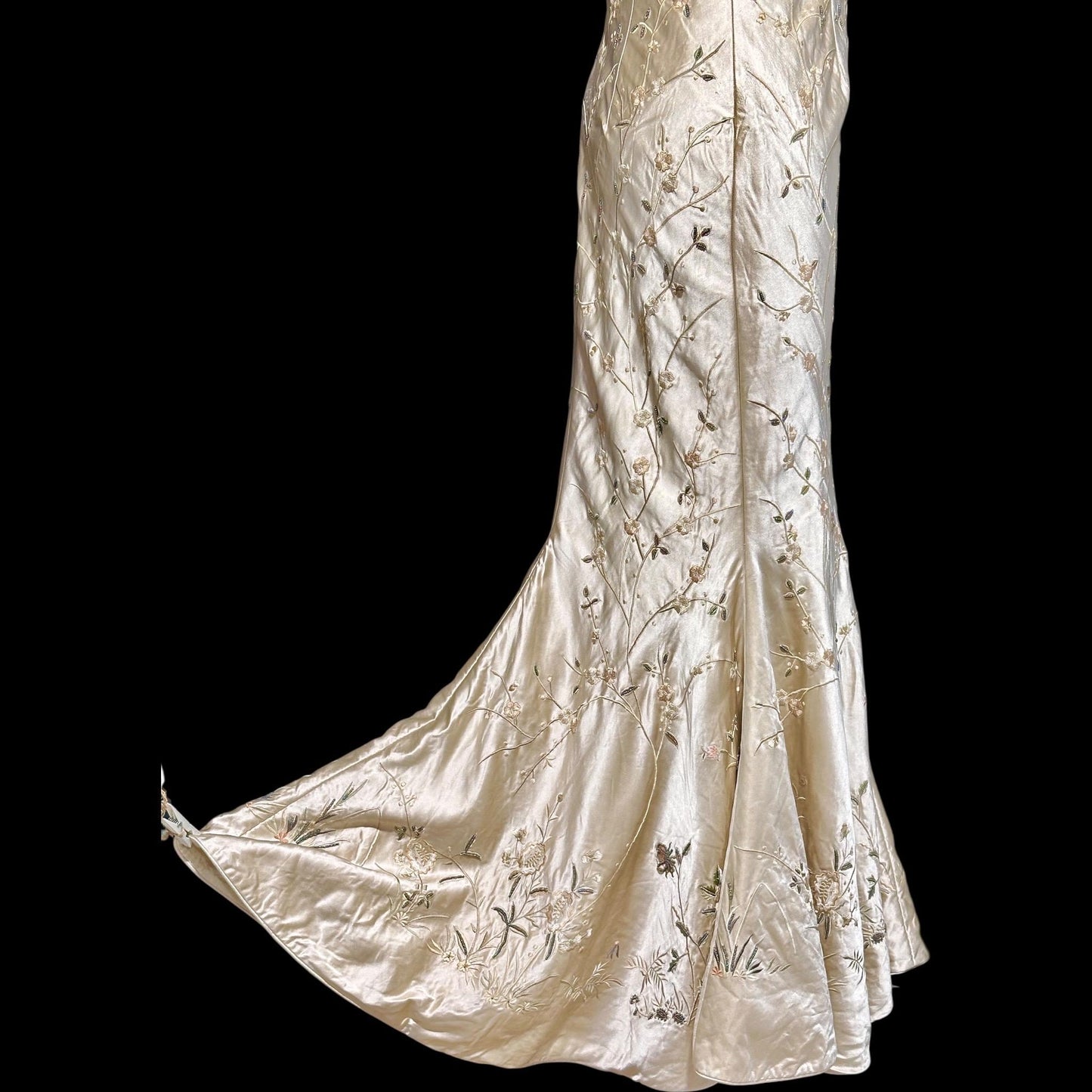 EAVIS & BROWN vintage 1990s evening dress, Beaded all silk strapless mermaid slip dress