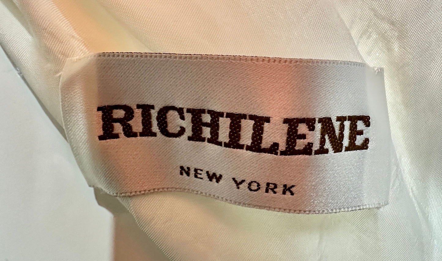 RICHILENE New York, vintage 1970s evening dress, white lace ruffle collar wedding gown