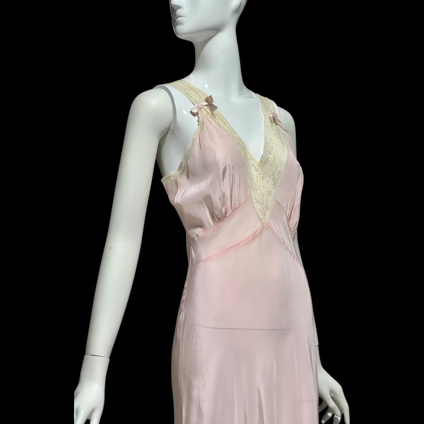 1940s vintage nightgown slip dress, Old Hollywood Powder Pink Bias Cut lingerie dress