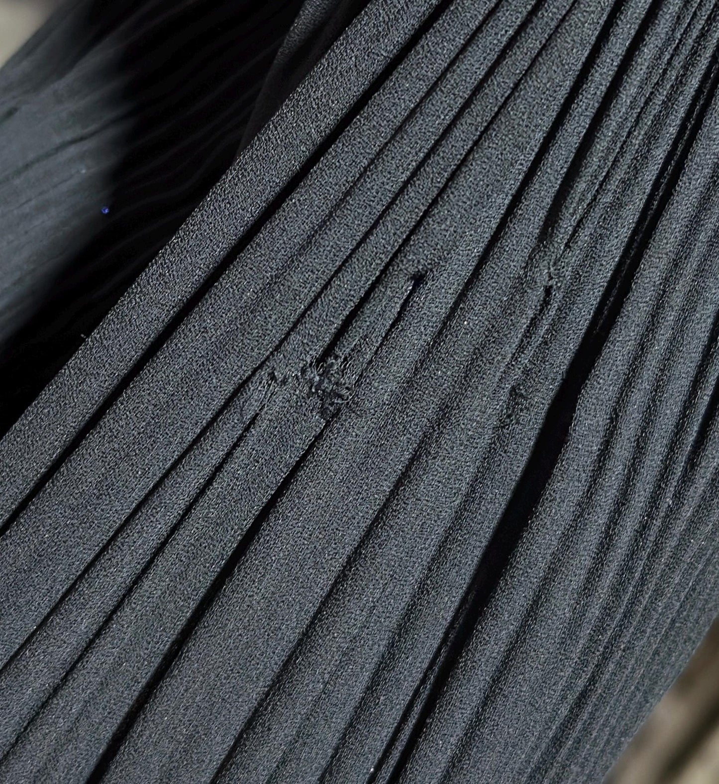 MARSHALL ROUSSO Las Vegas, vintage 1970s evening dress, black pleated plisse wrap front grecian goddess gown