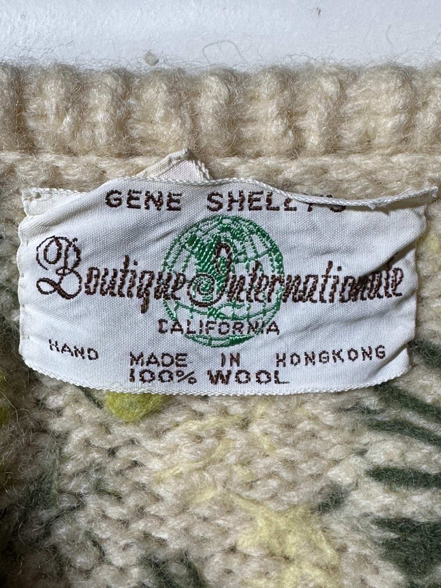 GENE SHELLY vintage 1950s cardigan sweater, open front embroidered wool cropped sweater