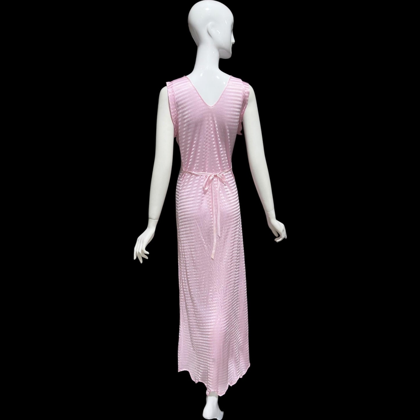 LORRAINE vintage 1940s Nightgown Slip Dress: Pink Shadow Stripe Rayon Night dress