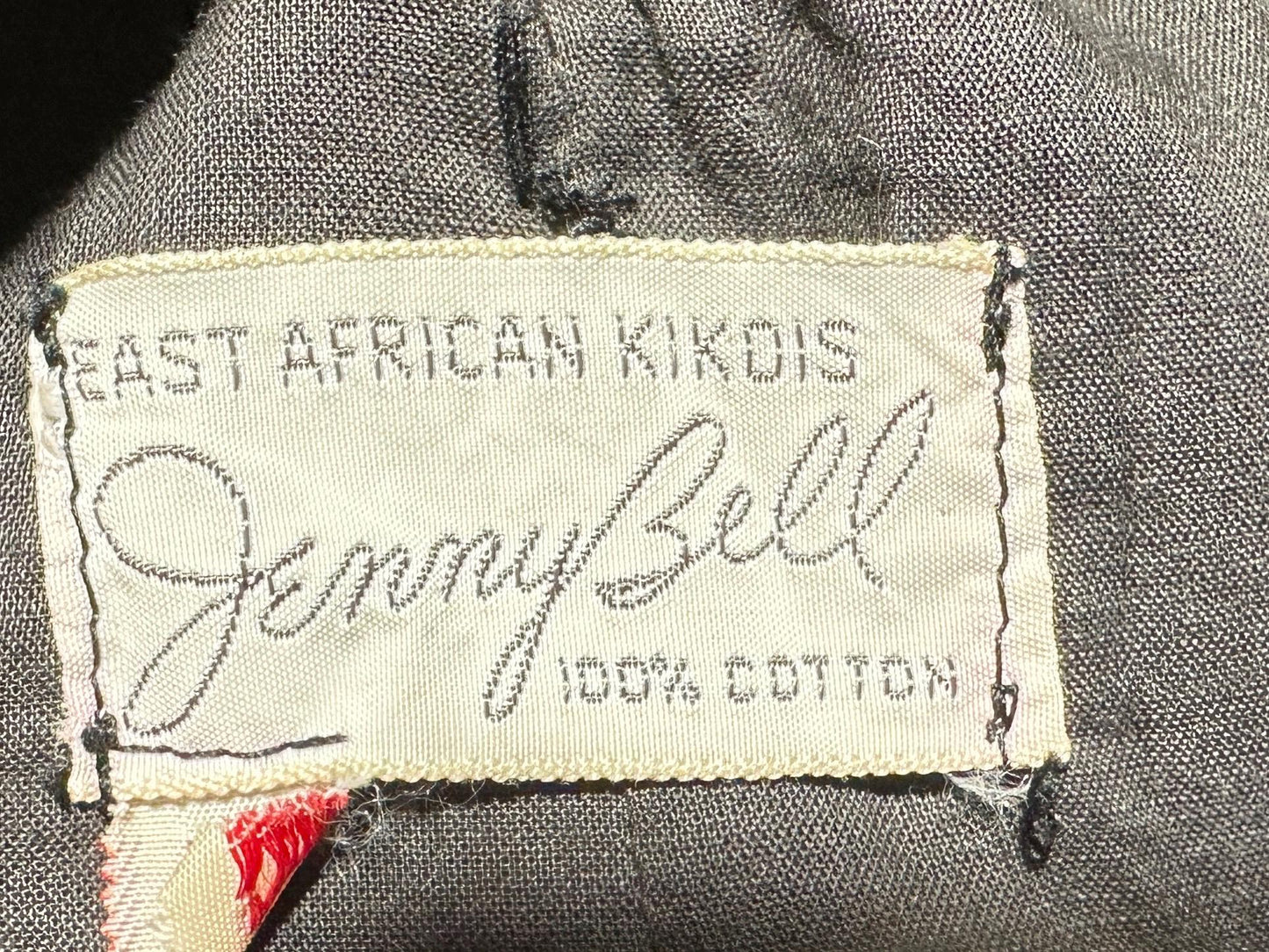 JENNY BELL, vintage 1960s dress, East African Swahili cotton red and black ethnic party sundress