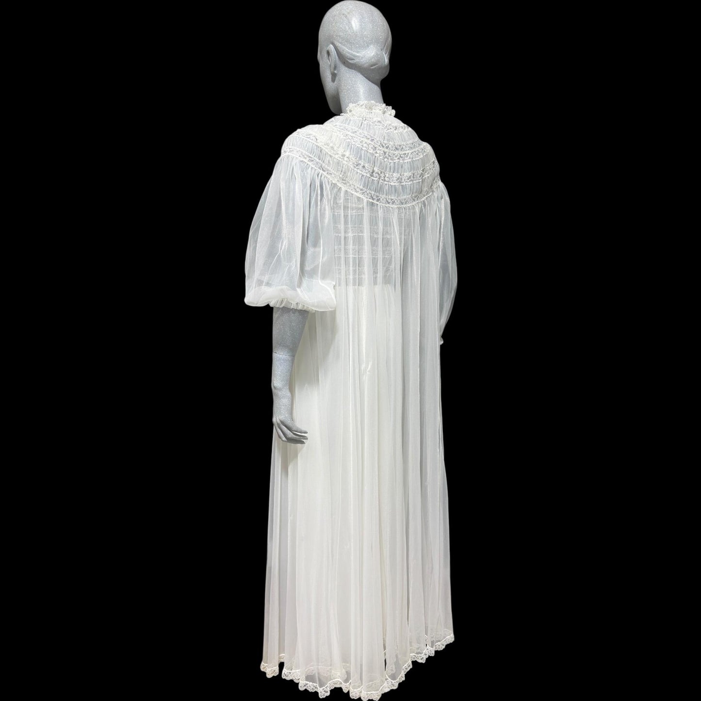 RADCLIFFE vintage 1940s nightgown robe set, bridal white chiffon wedding peignoir slip dress set