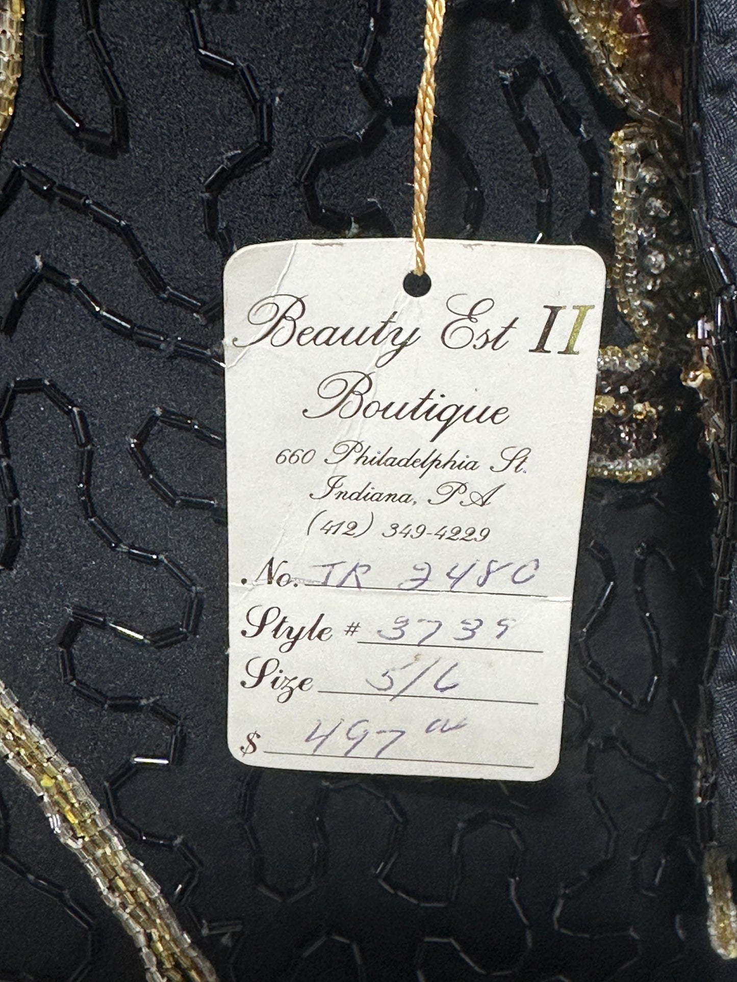 J REYNOLDS DESIGNS, vintage 1990s evening gown, Deadstock Black Beaded Halter Prom slip dress
