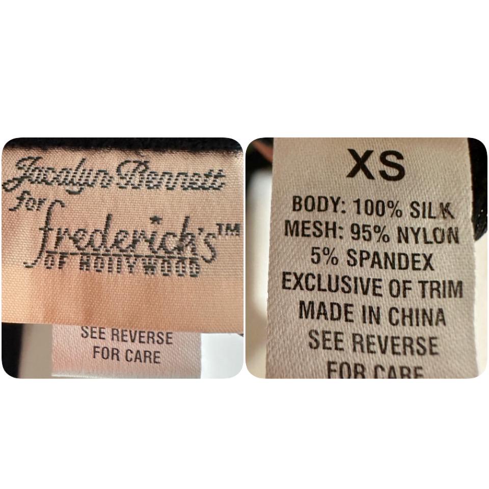 JACALYN BENNETT for FREDERICK'S of Hollywood, vintage Y2K nightgown slip dress, black silk and mesh