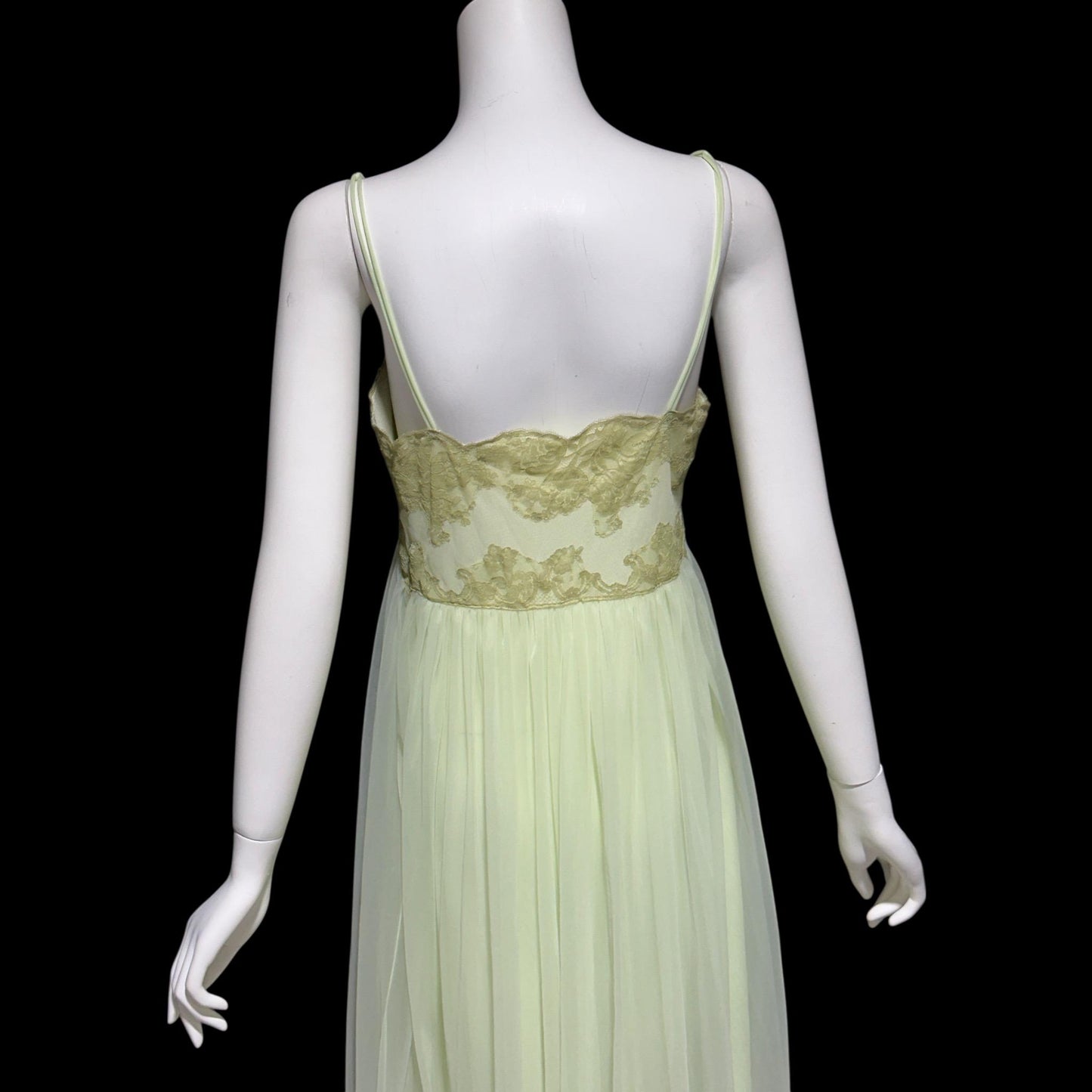 HENSON KICKERNICK vintage 1950s Nightgown Slip Dress: Pale minty apple green Nylon and Lace night Dress