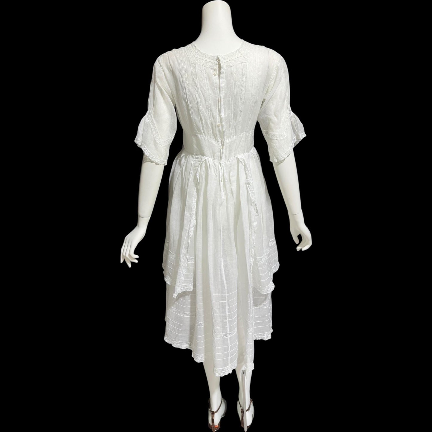 1900s Antique Victorian wedding dress, vintage white batiste cotton lawn gown, Edwardian day dress