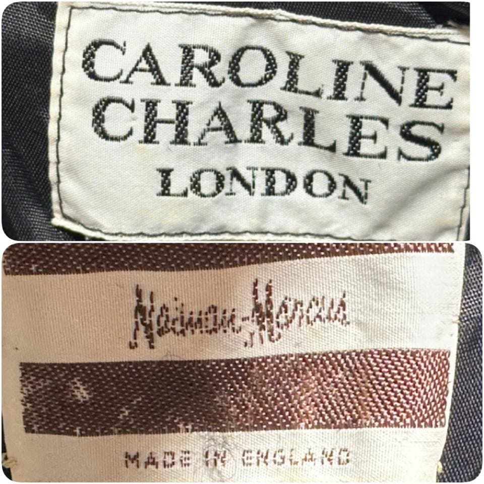 CAROLINE CHARLES, vintage 1980s evening dress ball gown, Made in England, Neiman Marcus Black formal dress