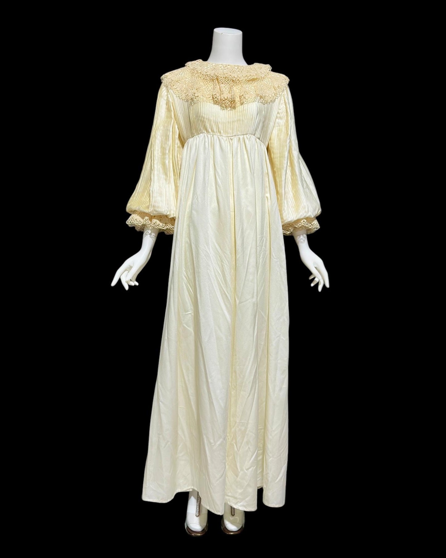VONNIE REYNOLDS, vintage 1970s wedding dress, Martha Palm Beach, OOAK romantic victorian gown, pleated poet sleeve