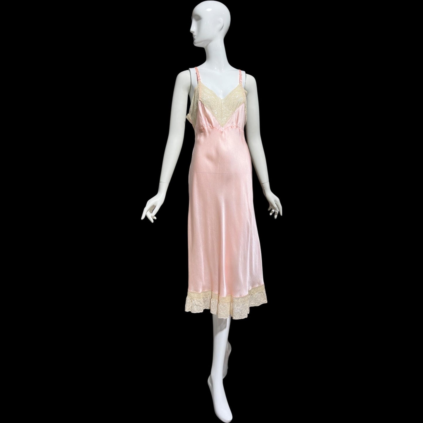 Barbara Lee, 1930s Rayon & Silk Slip Dress: Vintage Bias Cut Pale Pink Bemberg Nightgown