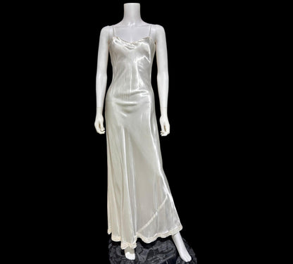 1930s vintage slip, shiny liquid satin bias cut sheath gown for under dress