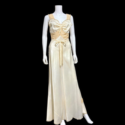 1940s vintage Nightgown slip dress, cream white bridal negligee lingerie dress