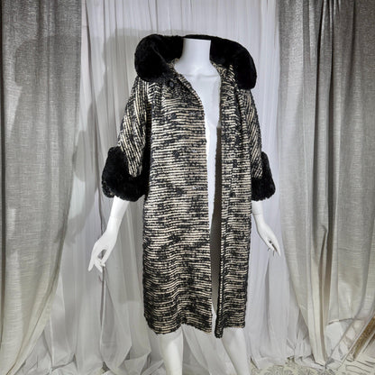 vintage 1940s Winter Coat, MARCEY'S OAK PARK Heavy Black wool Evening Dress Coat
