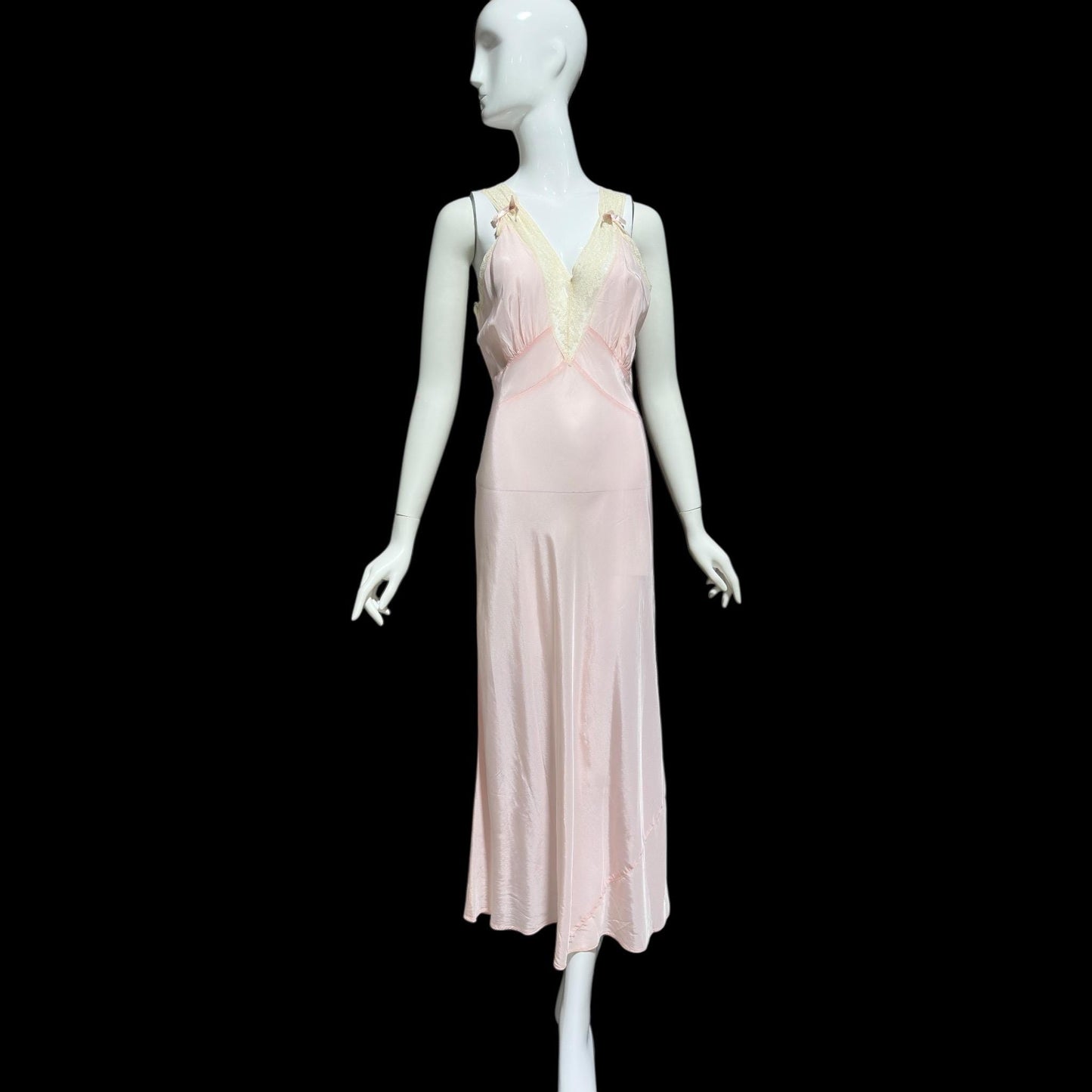 1940s vintage nightgown slip dress, Old Hollywood Powder Pink Bias Cut lingerie dress