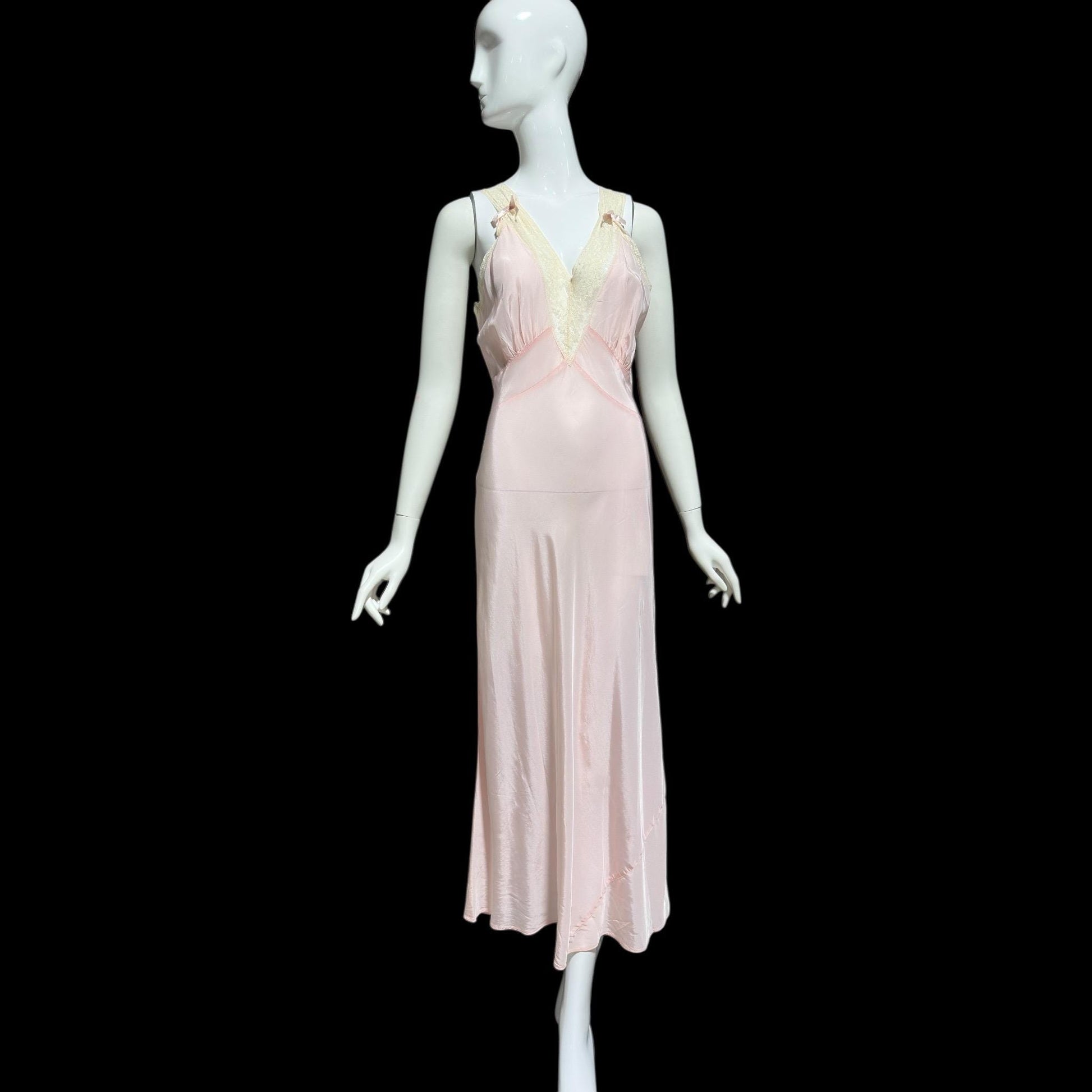 1940s vintage nightgown slip dress, Old Hollywood Powder Pink Bias Cut lingerie dress