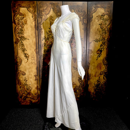 1950s Vintage Nightgown Slip Dress, Custom Made White Wedding Lingerie Dress