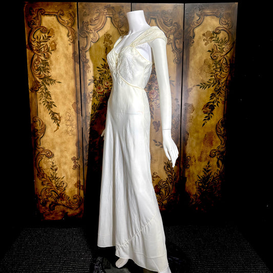 1950s Vintage Nightgown Slip Dress, Custom Made White Wedding Lingerie Dress