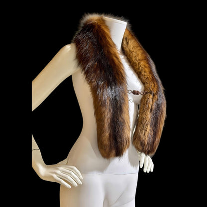 1950s vintage fur stole, Mid Century Fox fur collar scarf stole shoulder wrap