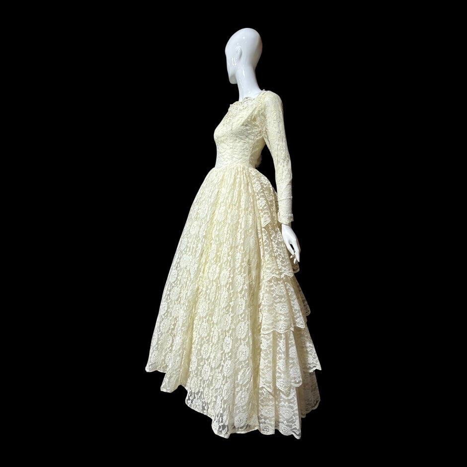 MARTYS Vintage 1950s evening swing coat, Yellow silk jacquard Easter Spring Dress coat