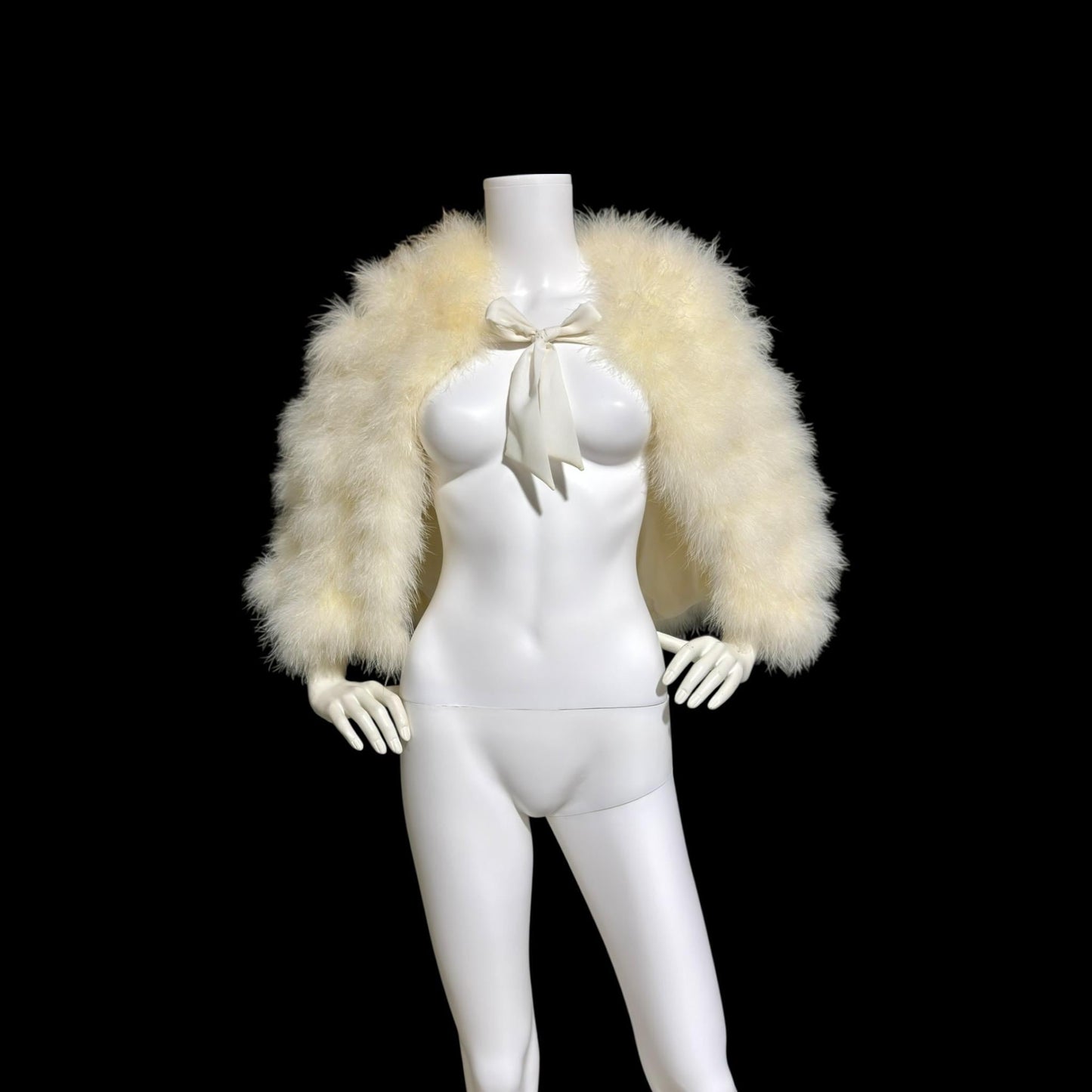 1960s Vintage feather cape jacket, Snowy white ostrich marabou wedding bridal capelet evening stole