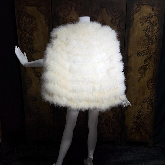 1970s Vintage Marabou feather cape jacket, Snowy white disco bridal capelet evening stole
