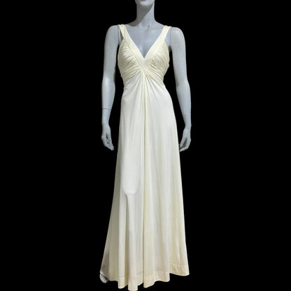 ESTEVEZ Vintage 1970s evening dress gown, white jersey knit Grecian Goddess wedding gown