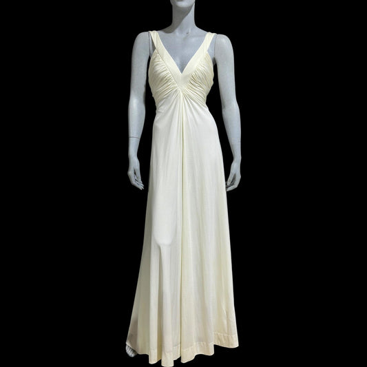 ESTEVEZ Vintage 1970s evening dress gown, white jersey knit Grecian Goddess wedding gown
