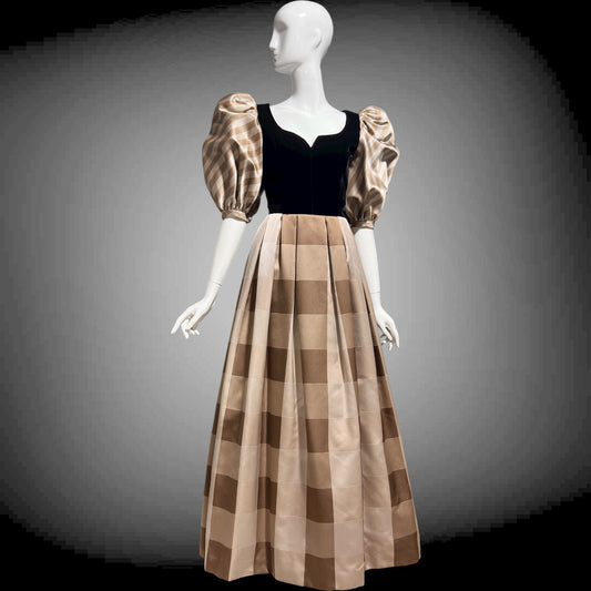 ANDRE LAUG vintage evening ball gown, 1970s Silk formal dress