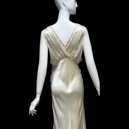 PEONY vintage 1950s Silk Nightgown Slip Dress: SHANGHAI Embroidered White Bridal Lingerie dress