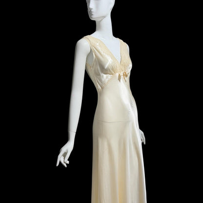 LADY DUFF vintage Nightgown slip dress, 1940s pearly white negligee lingerie dress