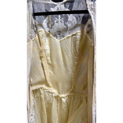 MARIE FOR PANDORA, vintage 1950s wedding dress, Lace high neck Bridal Cupcake Ball Gown