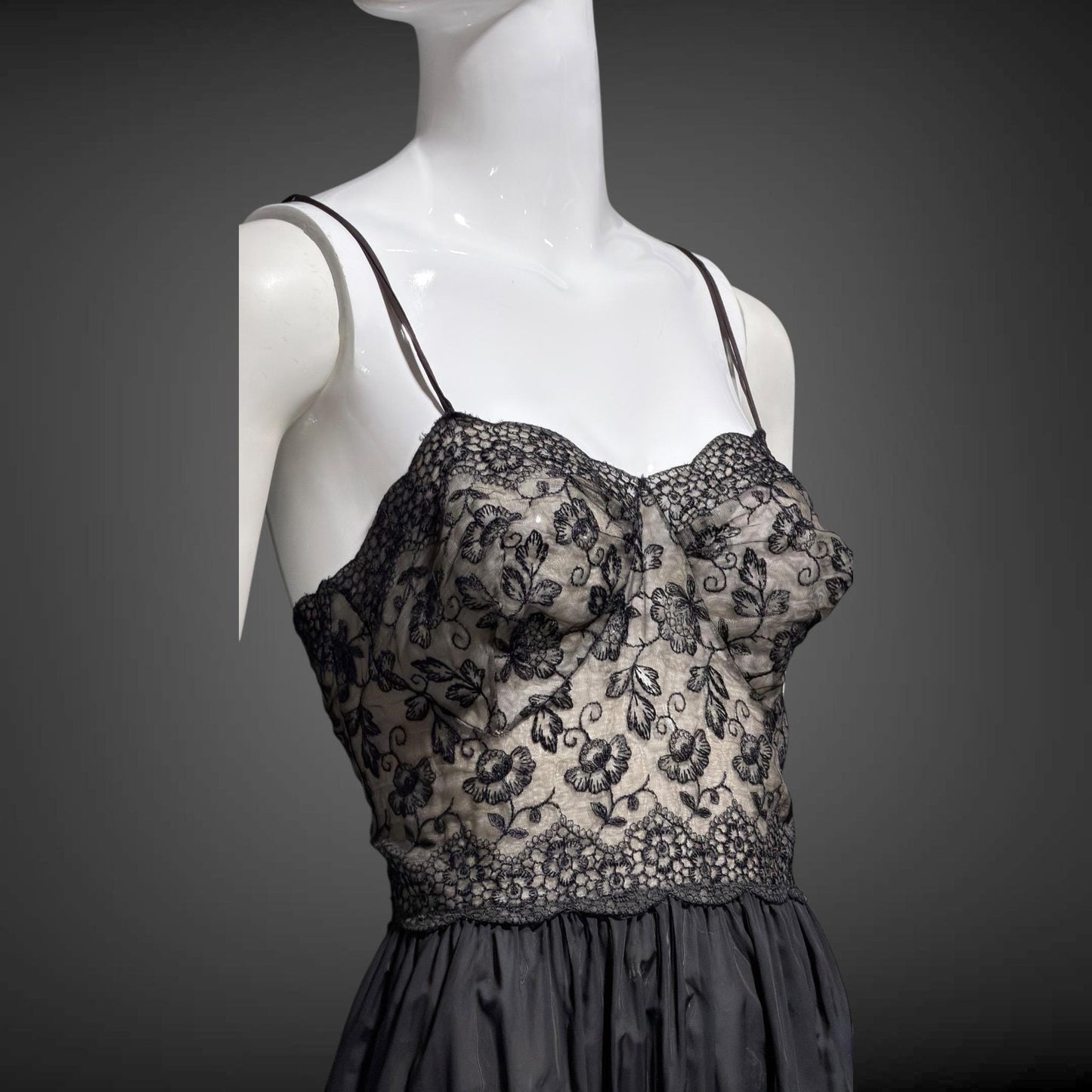 EYEFUL Vintage nightgown robe set, 1950s peignoir set, sheer black Old Hollywood lingerie dress