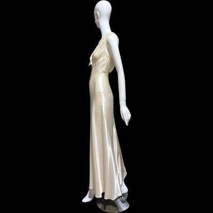 LADY DUFF vintage Nightgown slip dress, 1940s pearly white negligee lingerie dress