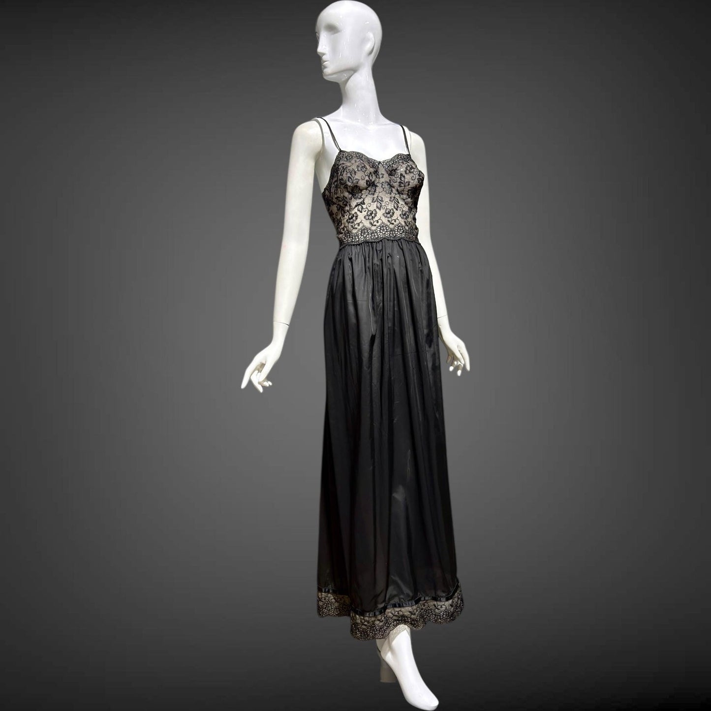 EYEFUL Vintage nightgown robe set, 1950s peignoir set, sheer black Old Hollywood lingerie dress