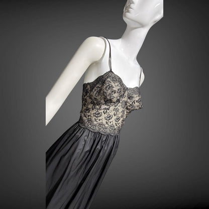 EYEFUL Vintage nightgown robe set, 1950s peignoir set, sheer black Old Hollywood lingerie dress