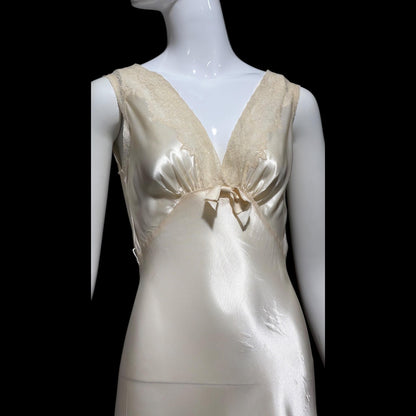 LADY DUFF vintage Nightgown slip dress, 1940s pearly white negligee lingerie dress