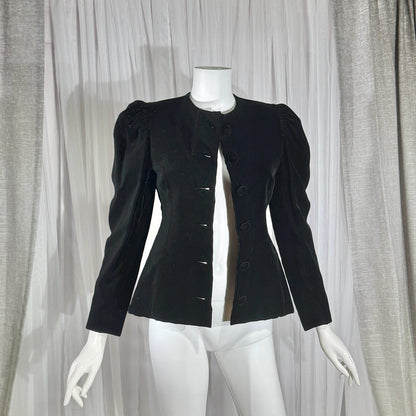 vintage ARNOLD SCAASI COUTURE evening jacket, 1970s black velvet princess cut elegant cocktail blazer