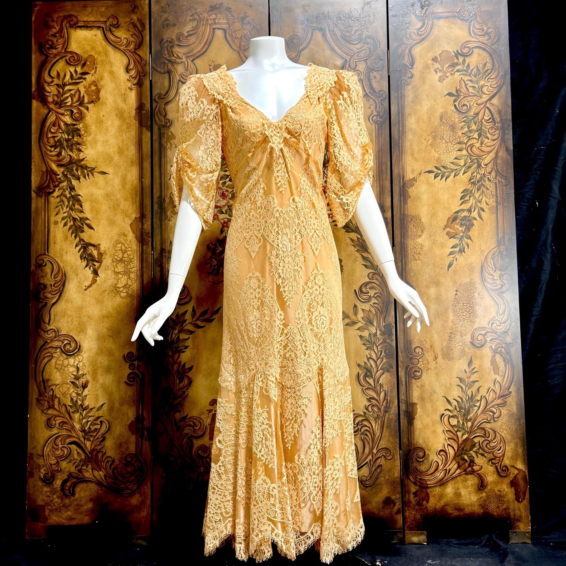 BECKY BISOULIS Vintage 1980s wedding dress, antique lace tea length dress