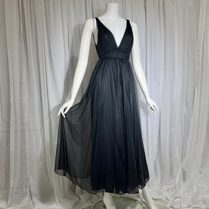 BLANCHE vintage nightgown slip dress, by ERIKA MCGOWAN 1960s Black Grecian goddess lingerie dress