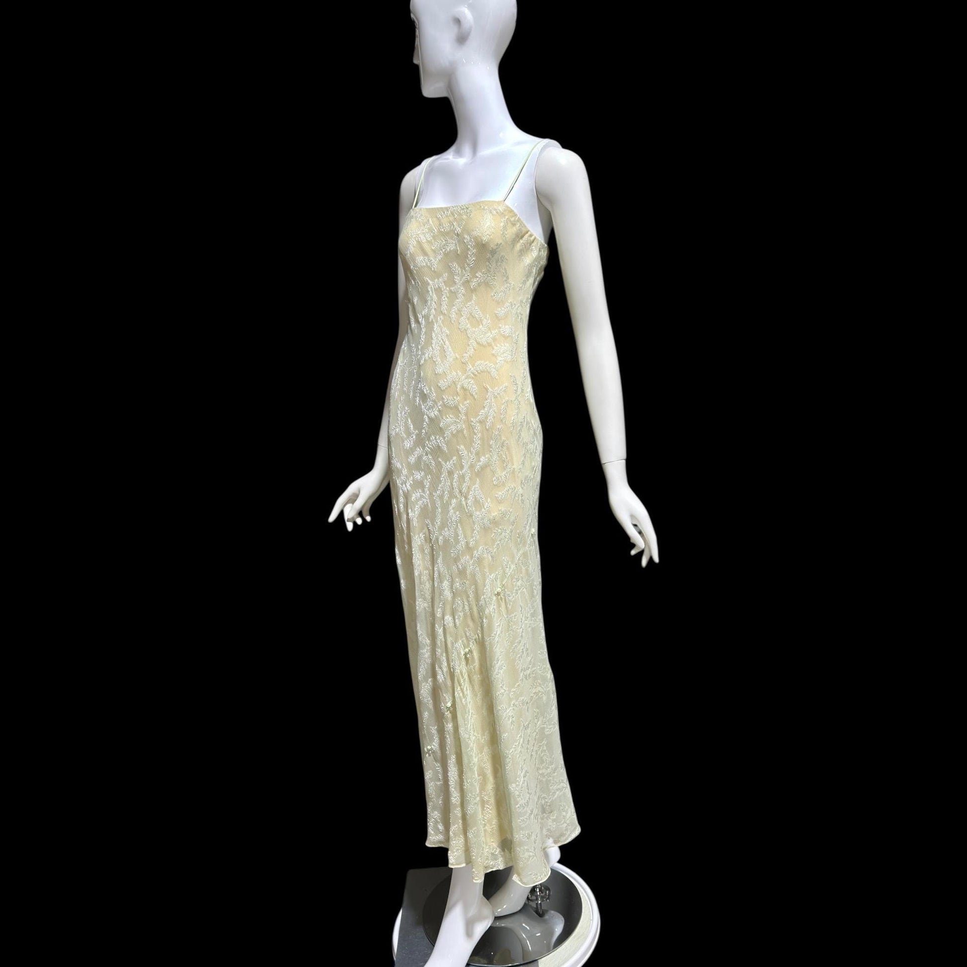 CAROL PERETZ Vintage evening wedding dress, 1990s bias cut Silk Slip Dress