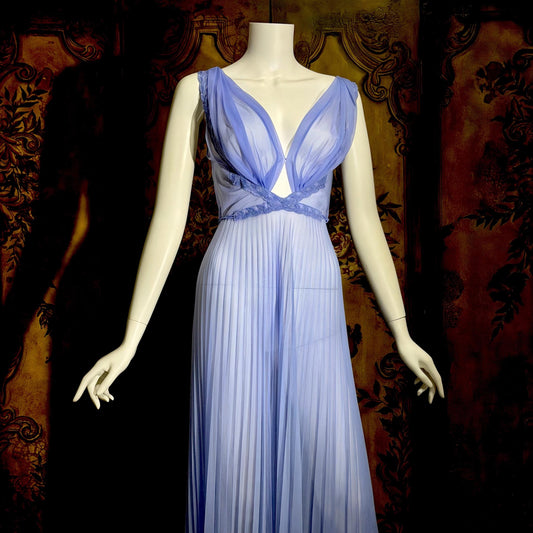 CARTER'S vintage 1950s nightgown slip dress, ethereal periwinkle Grecian Goddess lingerie dress