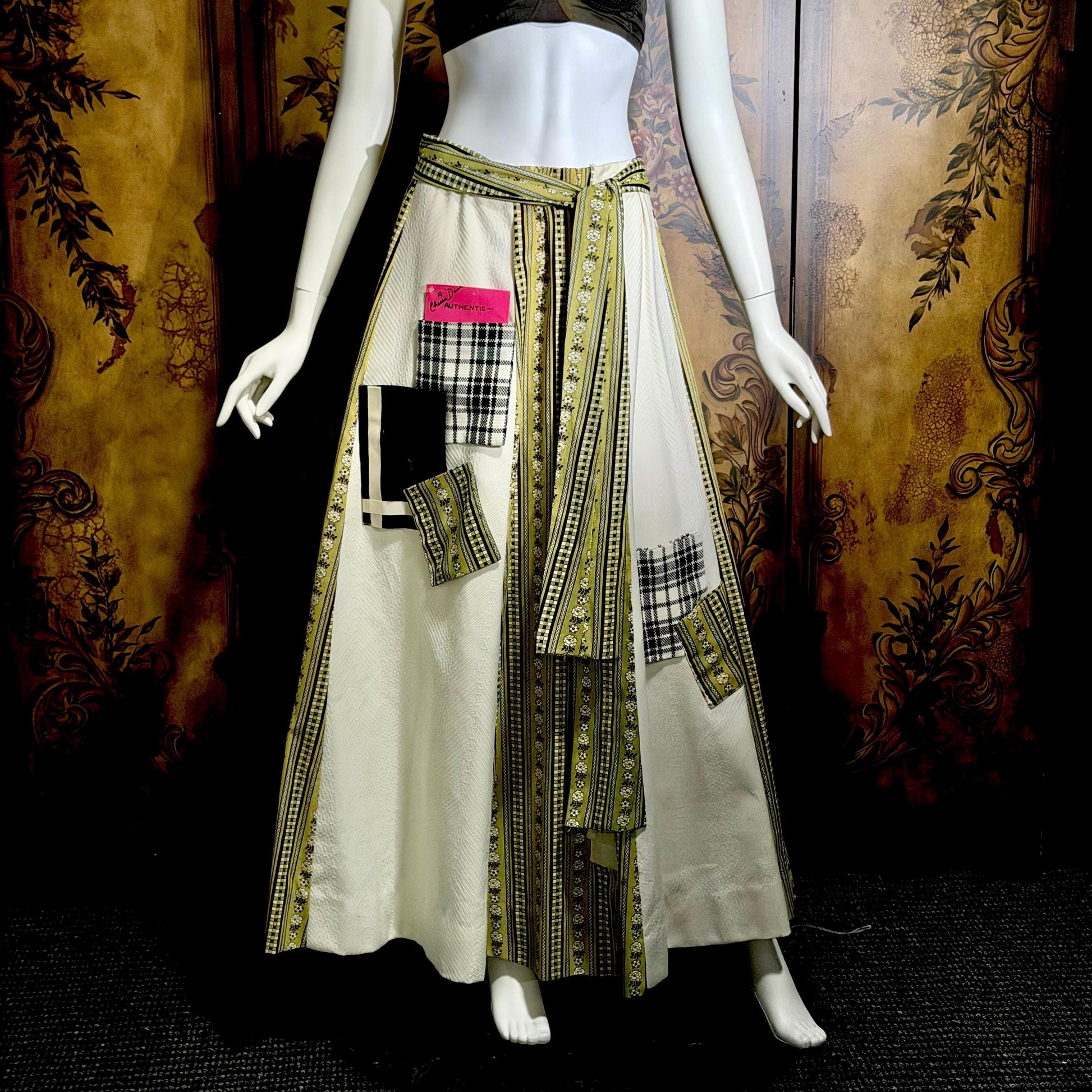 CHESSA DAVIS maxi skirt, 1970s patchwork hippie boho cotton skirt