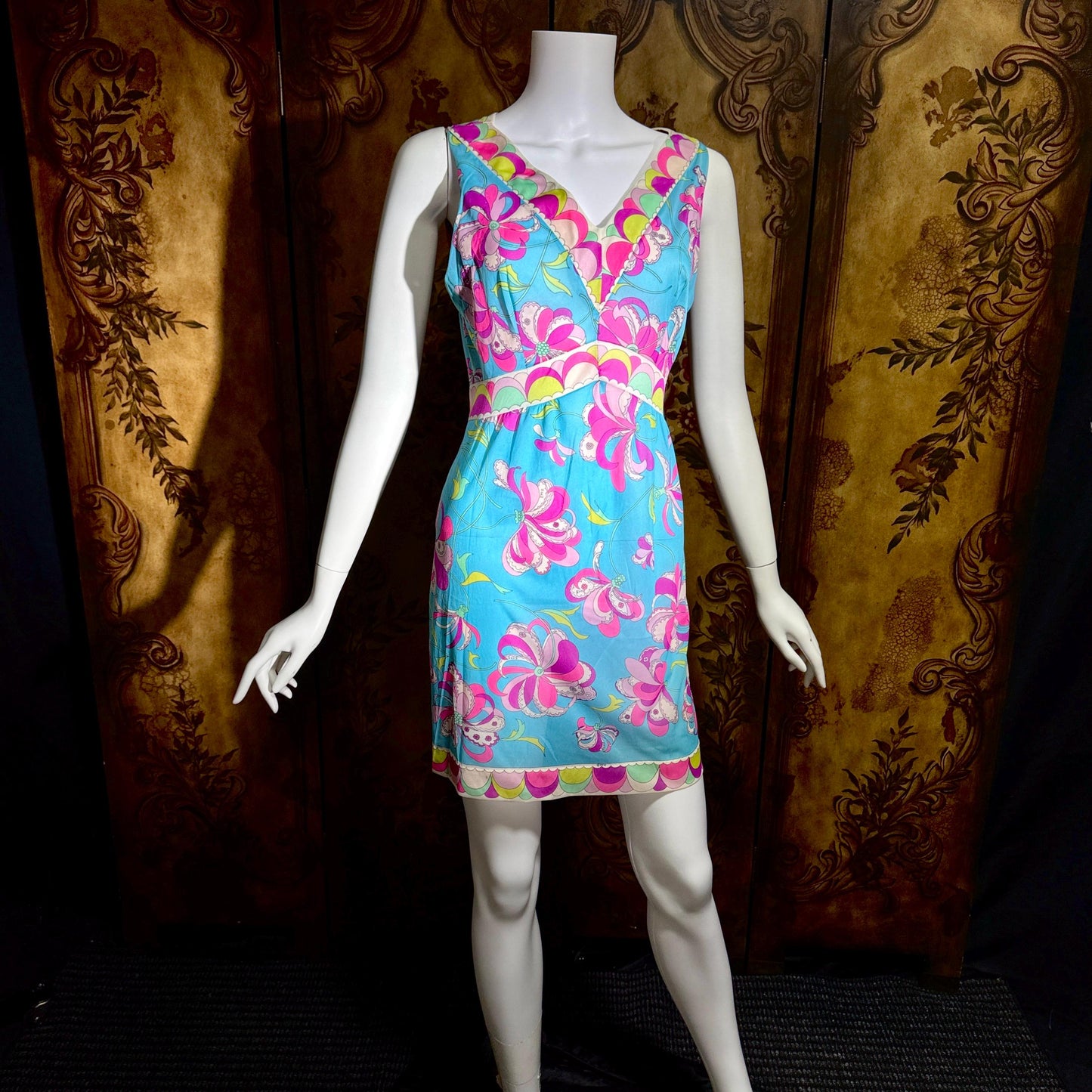EMILIO PUCCI Vintage 1960s Formfit Rogers Slip dress, Op art nightgown mini dress