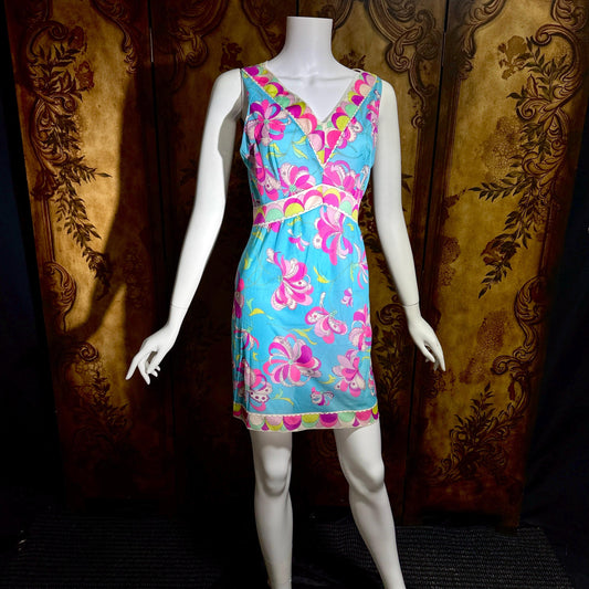EMILIO PUCCI Vintage 1960s Formfit Rogers Slip dress, Op art nightgown mini dress
